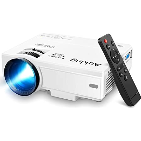 AuKing Projector, 2023 Upgraded Mini Projector, 7500 lumens Multimedia Home Theater Video Projector, Compatible with Full HD 1080P HDMI, USB, VGA, AV, Smartphone, Pad, TV Box, Laptop